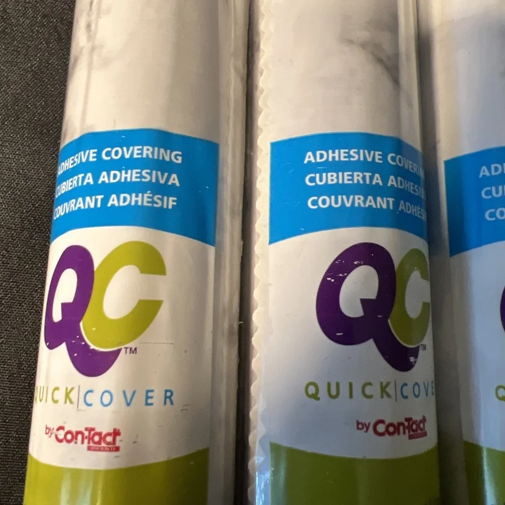 Lot Of 5- NEW Con-Tact Shelf Liner Contact Paper White Grey Marble 48
